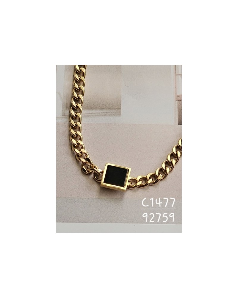 Collar con Piedra Negra Cuadrada | Elegancia Minimalista y Sofisticaci