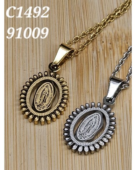 Collar con la Virgen María Ovalado | Medalla Religiosa con Devoción