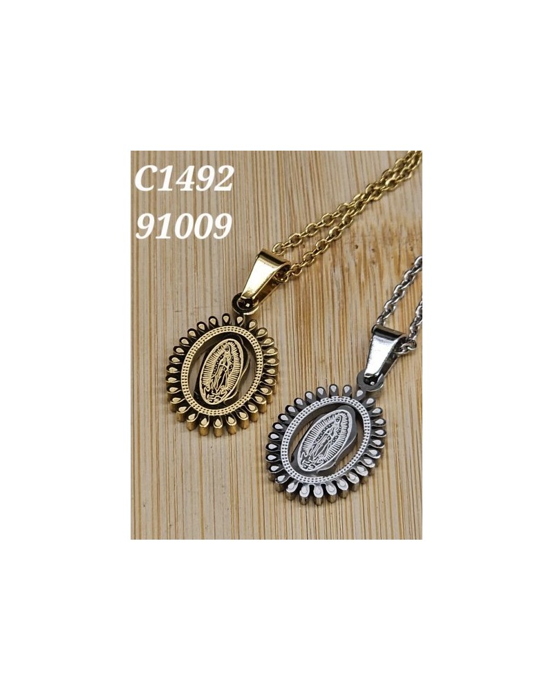 Collar con la Virgen María Ovalado | Medalla Religiosa con Devoción