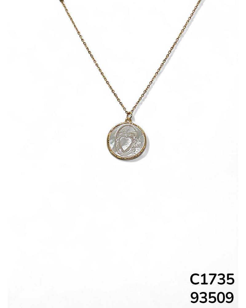 C1735 Cadena con medalla del Sagrado Corazon en Concha Nacar