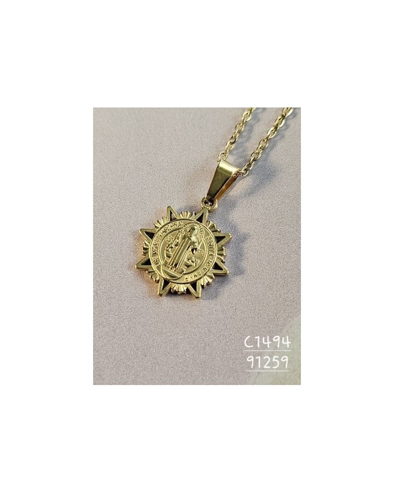 Collar con Estrella y Medalla de San Benito | Protección y Fe Católica