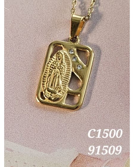Collar Rectangular con la Virgen de Guadalupe | Joyería Católica Exclu