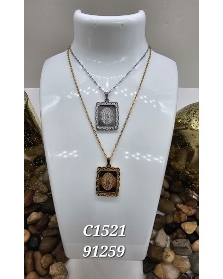 Collar con Virgen María Enmarcada | Medalla de Fe con Diseño Especial