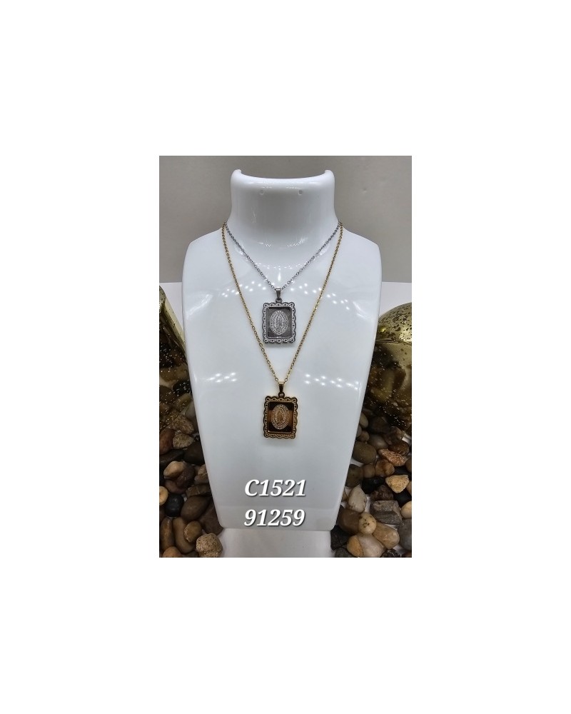 Collar con Virgen María Enmarcada | Medalla de Fe con Diseño Especial