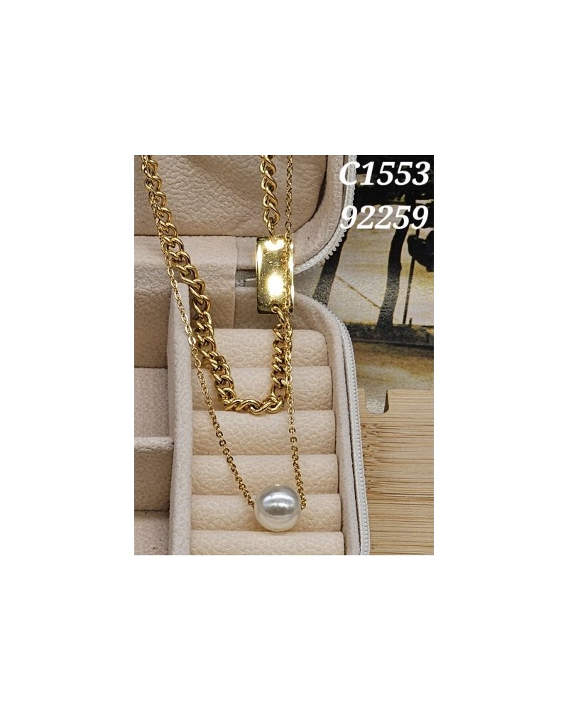 Collar de Doble Cadena con Perla Blanca | Clásico y Sofisticado