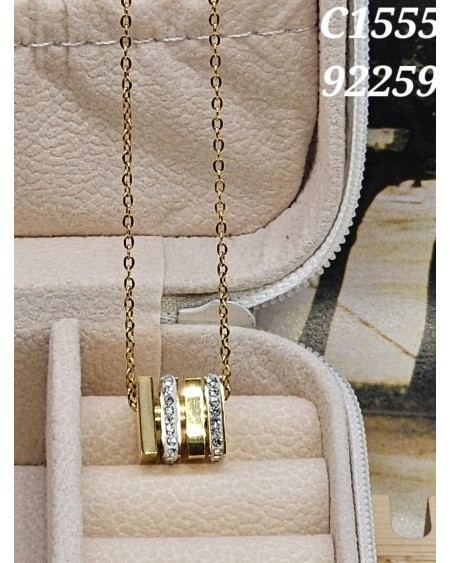 Collar con Anillos Dorados y Cristales | Joyería Brillante y Moderna