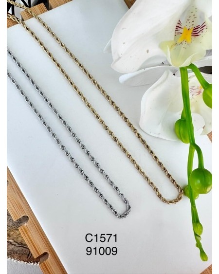 Collar de Cuerda Retorcida en Dorado y Plateado | Estilo Clásico y Sof