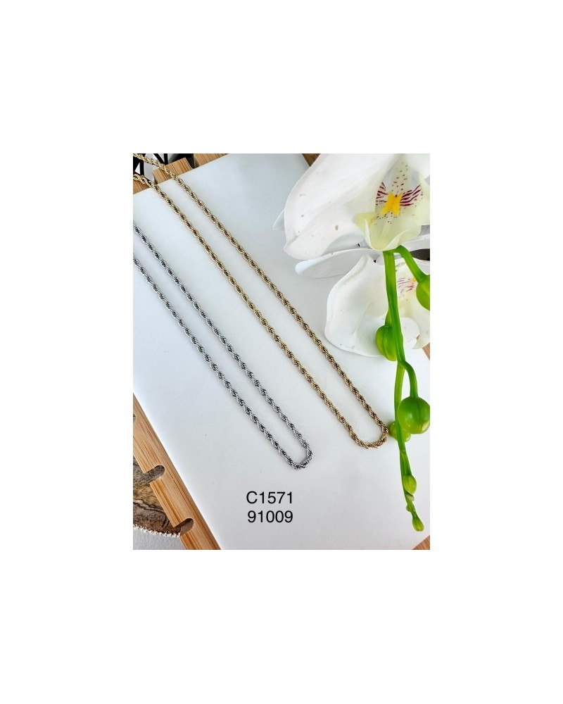 Collar de Cuerda Retorcida en Dorado y Plateado | Estilo Clásico y Sof