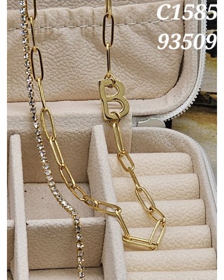 Collar con Eslabones Gruesos y Letra "B" | Joyería con Inicial y Estil