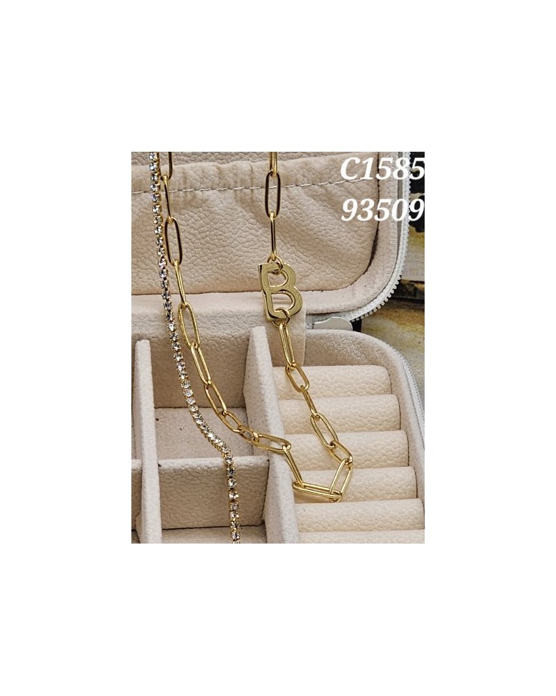 Collar con Eslabones Gruesos y Letra "B" | Joyería con Inicial y Estil