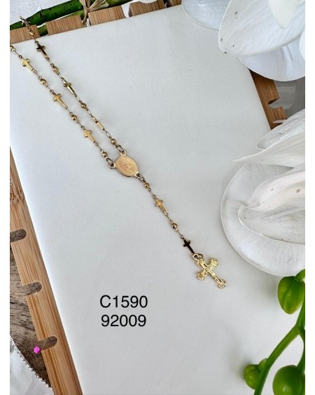 Rosario Dorado con Cruces en la Cadena | Devoción y Elegancia en un Ac