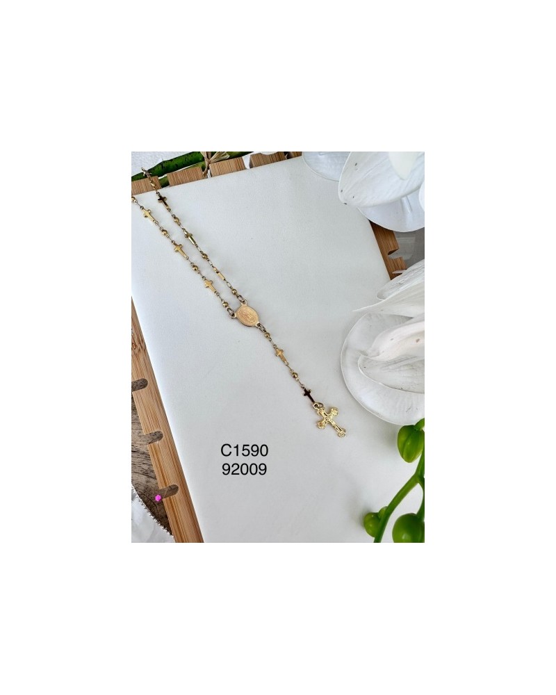 Rosario Dorado con Cruces en la Cadena | Devoción y Elegancia en un Ac