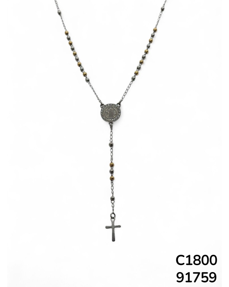 C1800 Cadena con Medalla de San Benito y Cruz