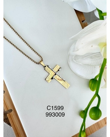 Collar con Cruz Grabada con Oración | Joyería Religiosa con Mensaje In