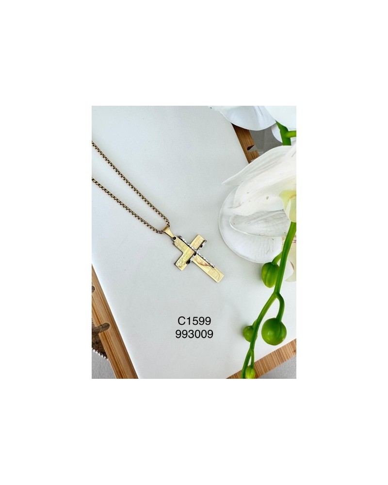 Collar con Cruz Grabada con Oración | Joyería Religiosa con Mensaje In