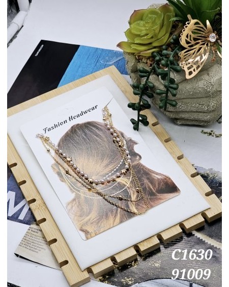 Cadena para Cabello con Perlas y Dorado - Elegancia y Sofisticación