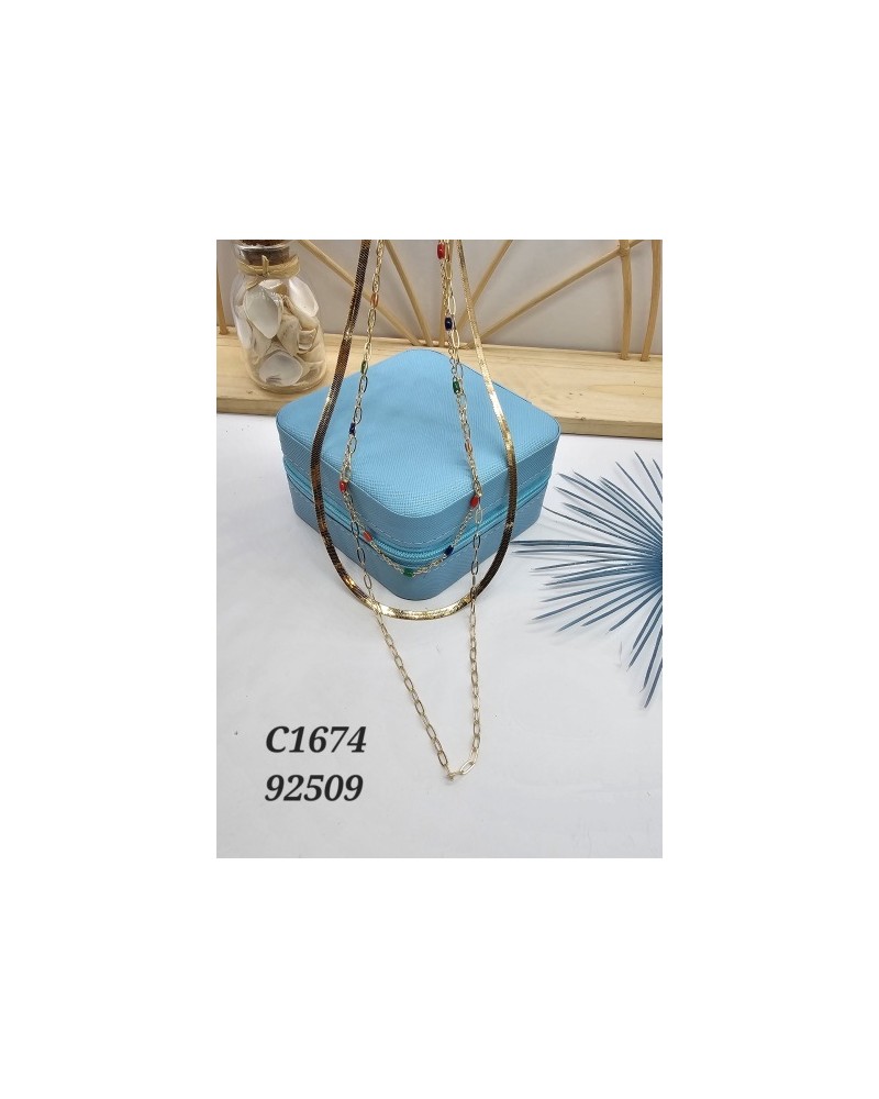 Collar de Múltiples Cadenas con Dijes de Colores - Diseño Juvenil y Ll