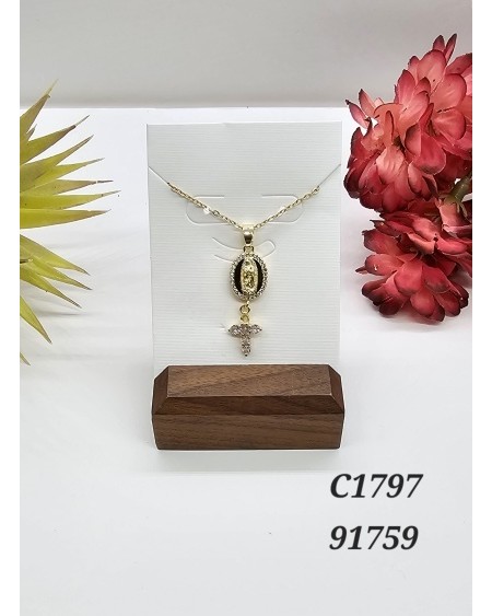 Collar con Medalla de la Virgen y Cruz - Joyería Religiosa con Detalle