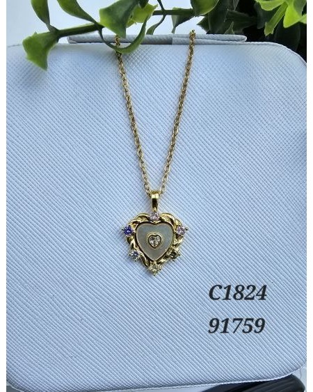 Collar con Corazón y Gemas Multicolores - Toque Romántico y Sofisticad