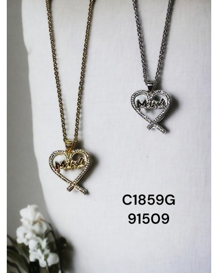 Colgante de Corazón para Mamá - Joyería en Acero Inoxidable con Brillo