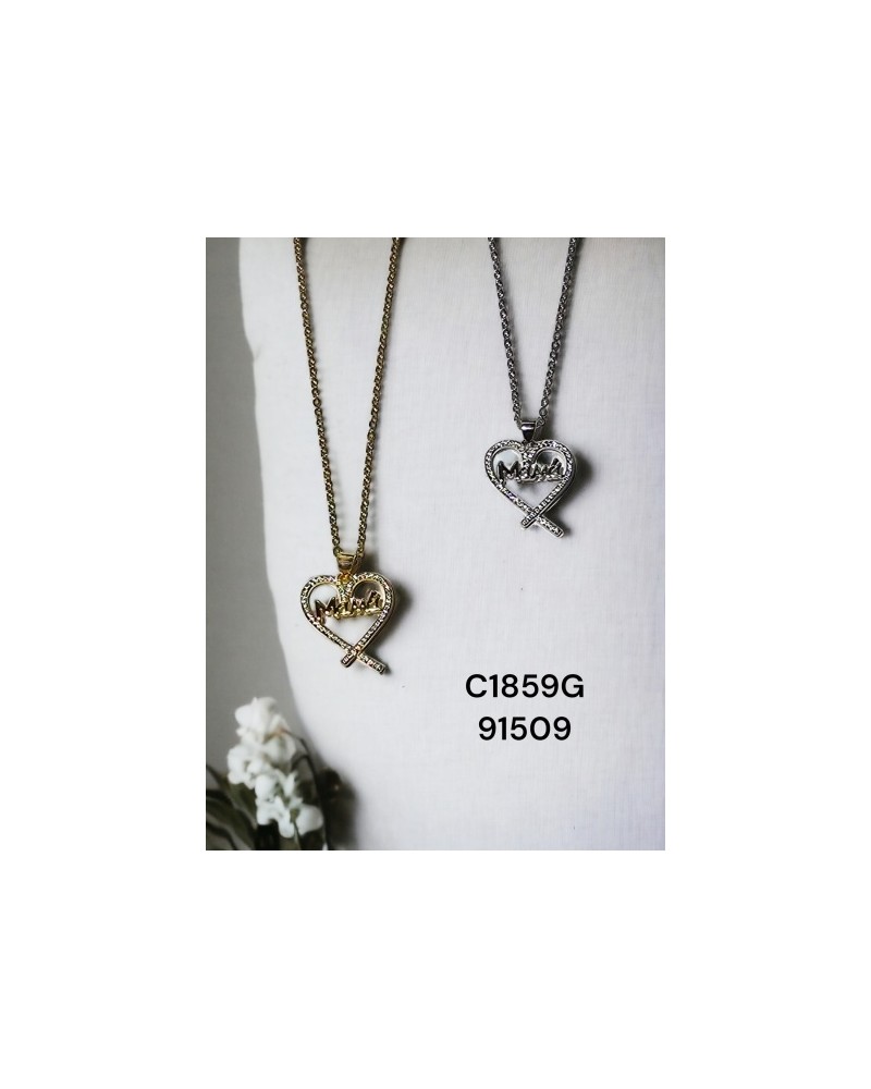 Colgante de Corazón para Mamá - Joyería en Acero Inoxidable con Brillo