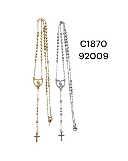 Collar con Corazón y Cruz - Joyería de Fe en Acero Inoxidable