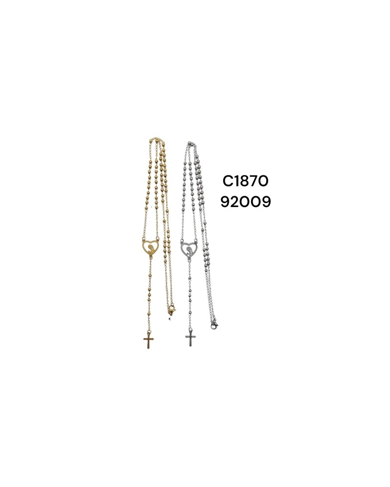 Collar con Corazón y Cruz - Joyería de Fe en Acero Inoxidable