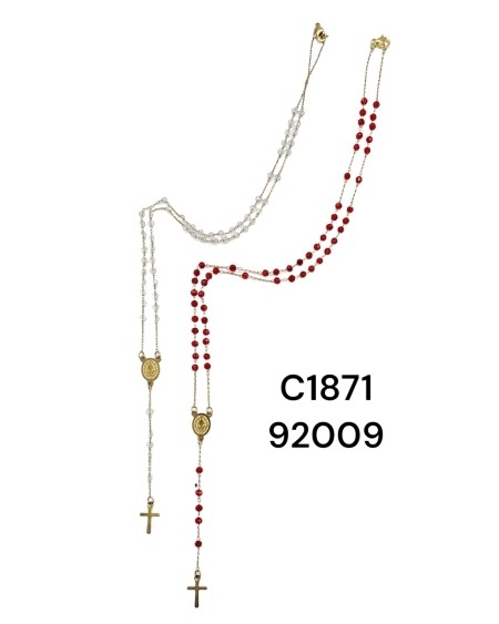 Collar con Cuentas Rojas y Cruz - Accesorio Religioso Moderno