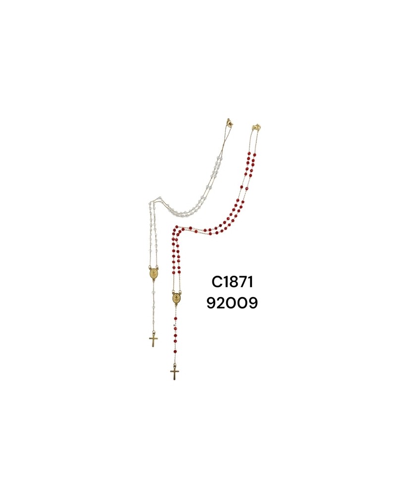 Collar con Cuentas Rojas y Cruz - Accesorio Religioso Moderno