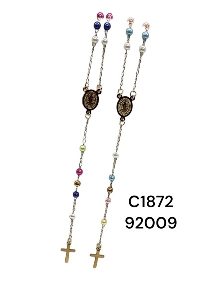 Collar de Cuentas Multicolor con Cruz - Joyería Vibrante y Espiritual