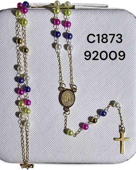 Collar Rosario con Cuentas de Colores y Cruz - Joyería de Fe
