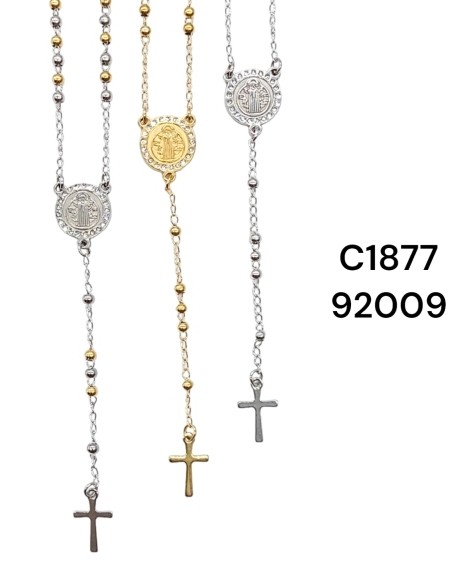 Collar Rosario Circular con Cruz - Diseño Religioso y Sofisticado