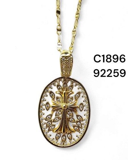 Collar con árbol y cruz dorado