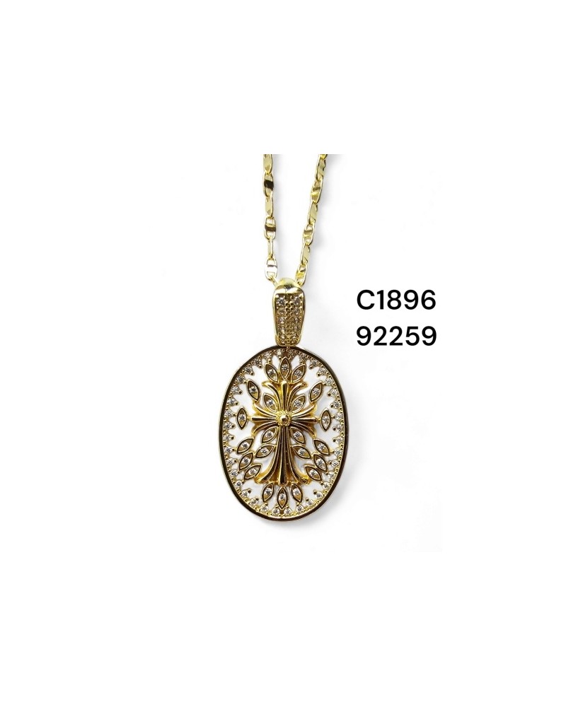 Collar con árbol y cruz dorado