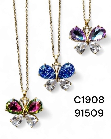 Collar de mariposa con cristales