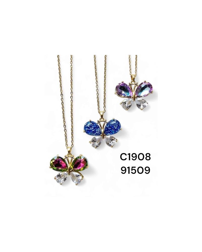 Collar de mariposa con cristales