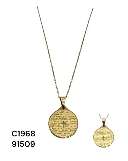 Collar con Cruz Grabada en Acero Inoxidable – Joyería de Fe con Estilo