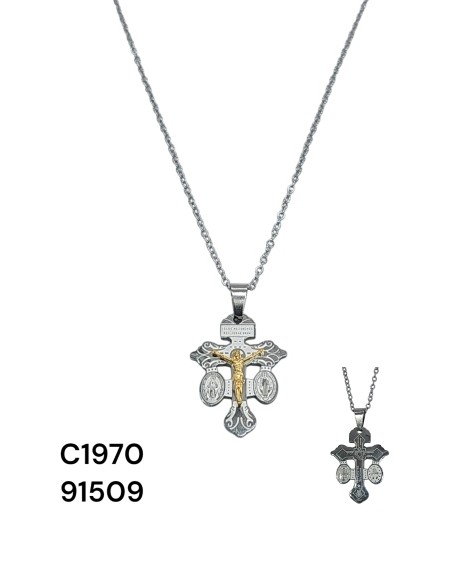 Collar con Cruz en Acero Inoxidable – Joyería Clásica y Versátil