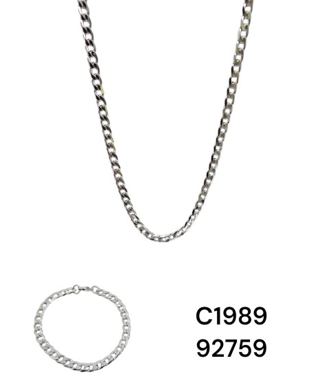 Collar de doble cadena plateada en acero inoxidable | Accesorio sofist