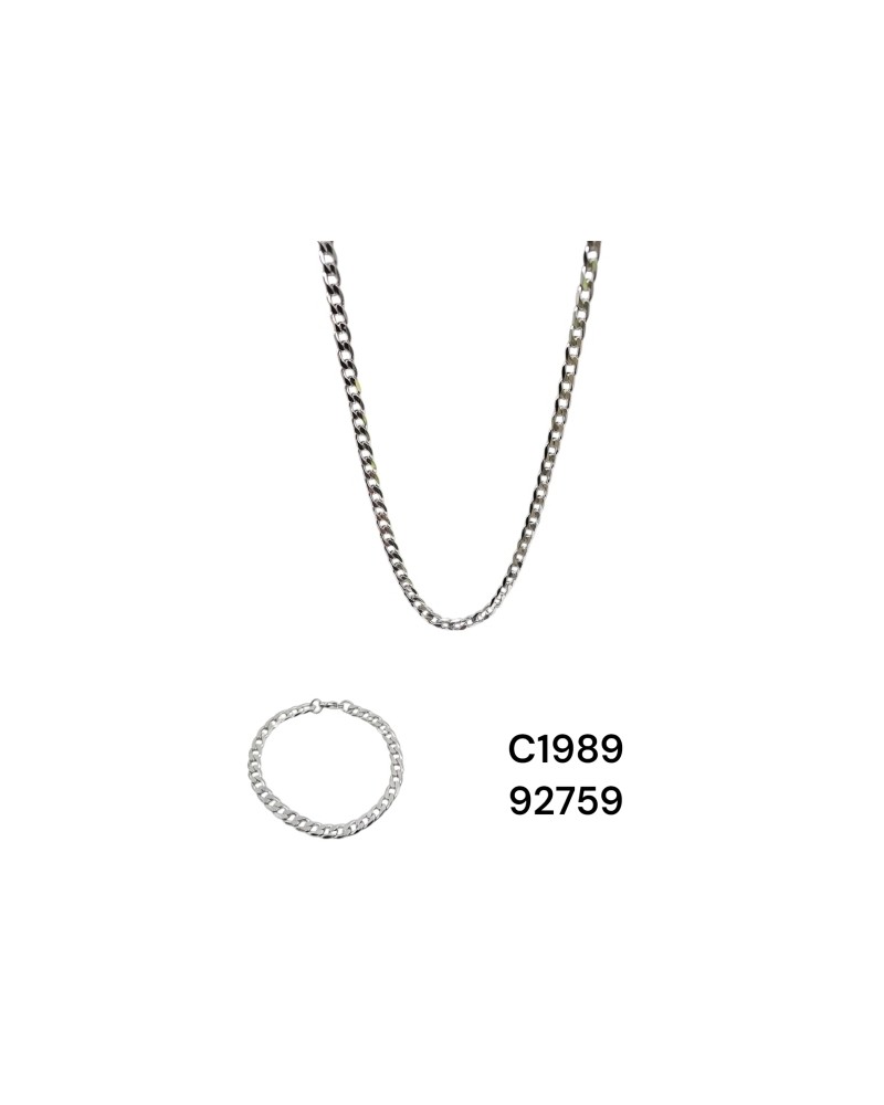 Collar de doble cadena plateada en acero inoxidable | Accesorio sofist