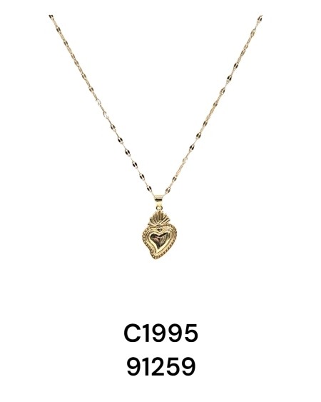 Collar de doble cadena dorada con dije de corazón | Romanticismo y ele