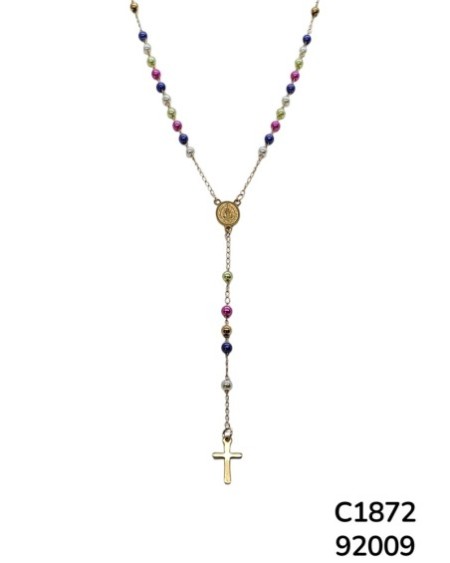C1872 Rosario de San Benito con perlas de Colores y Cruz