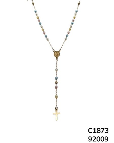 C1873 Rosario de la Virgen de Guadalupe con perlas coloridas