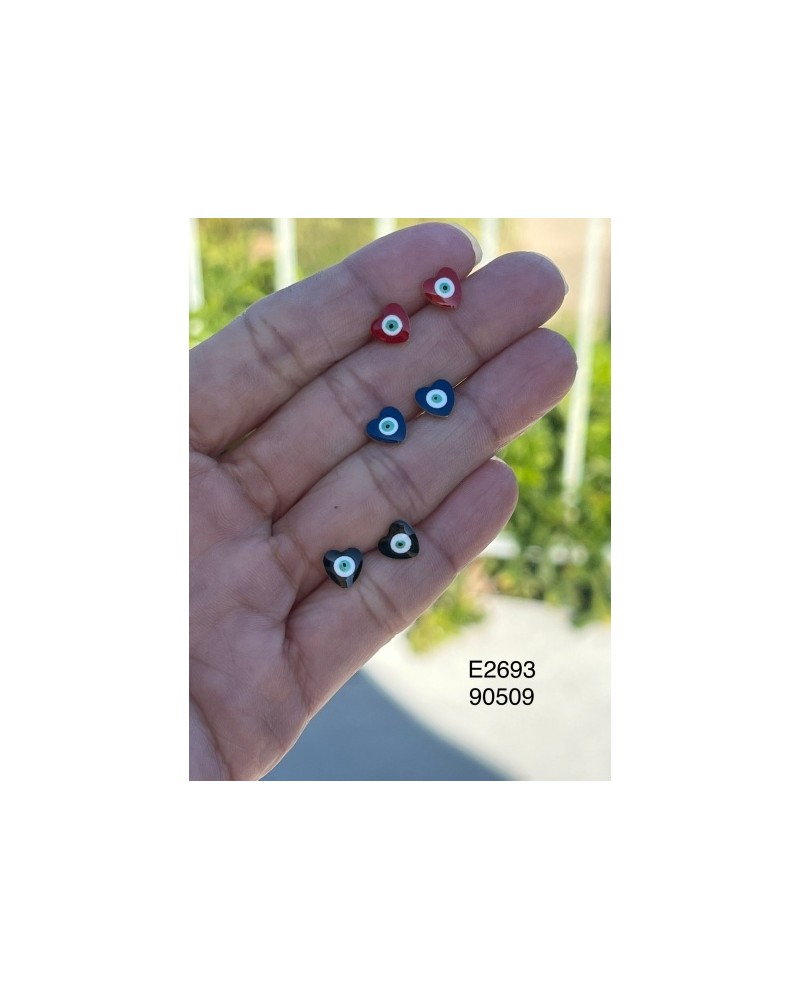 Aretes de Corazón con Ojo Turco Tipo Stud Aretes de Corazón con Ojo Turco Tipo Stud