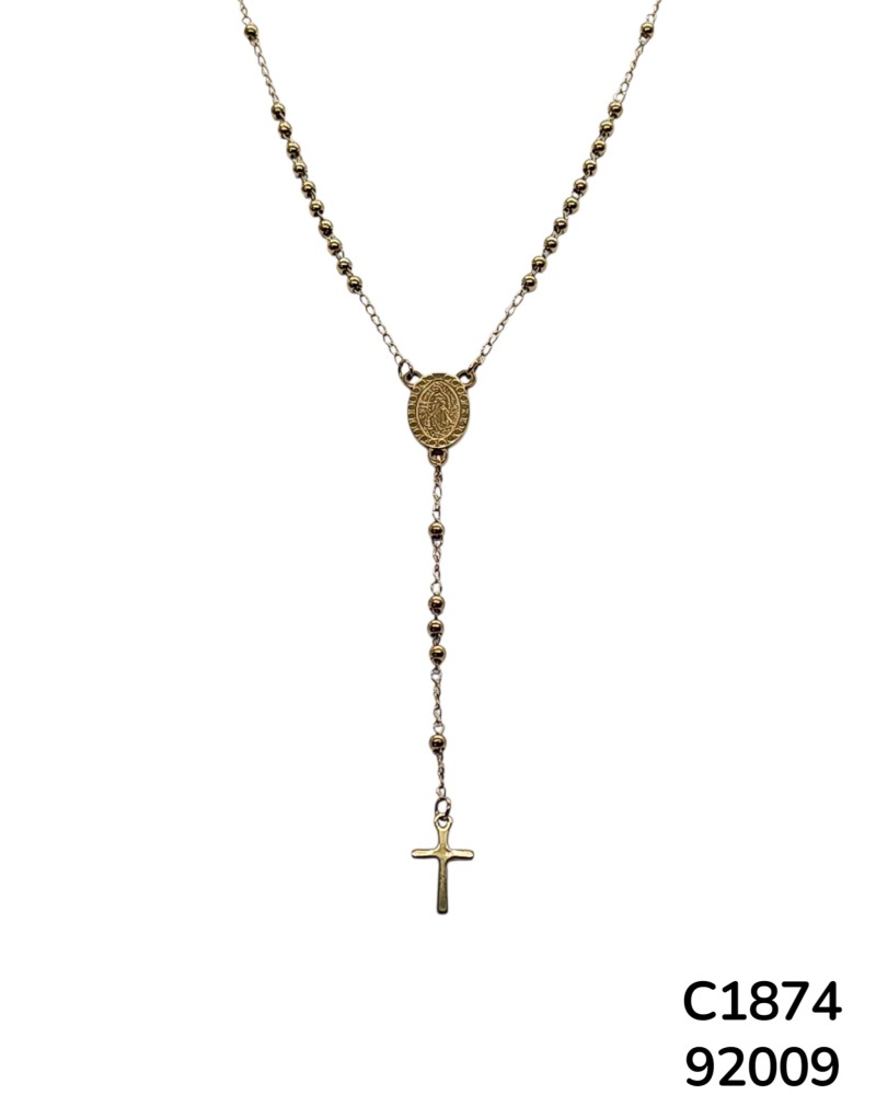 C1874 Rosario de la Virgen de Guadalupe con cuentas de acero Inoxidable
