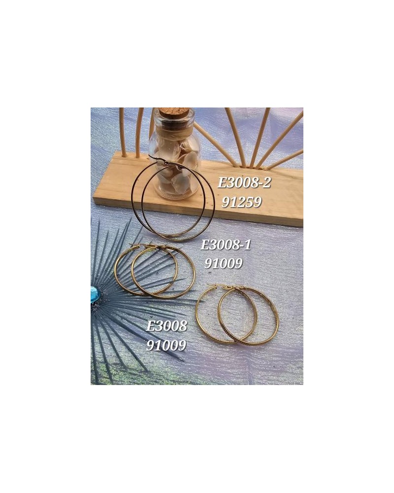 E3008 Set de Aros Dorados Lisos | Clásicos y Atemporales