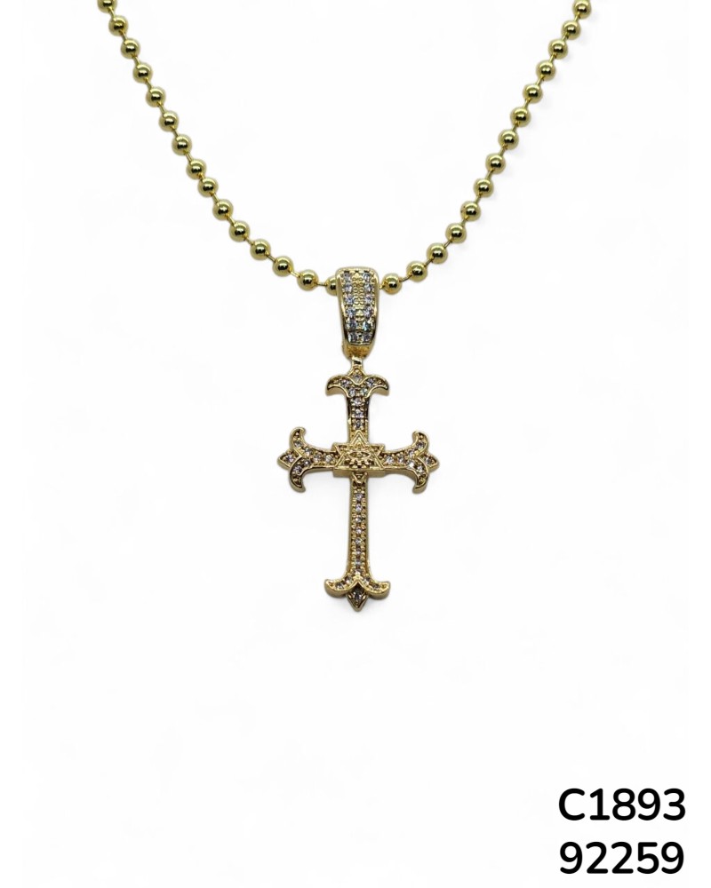 C1893 Cadena con Dije de Cruz Dorada