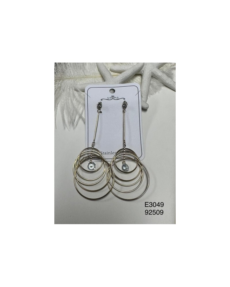 E3049 – Aretes con Cristal en Lágrima y Aros – Elegancia Atemporal