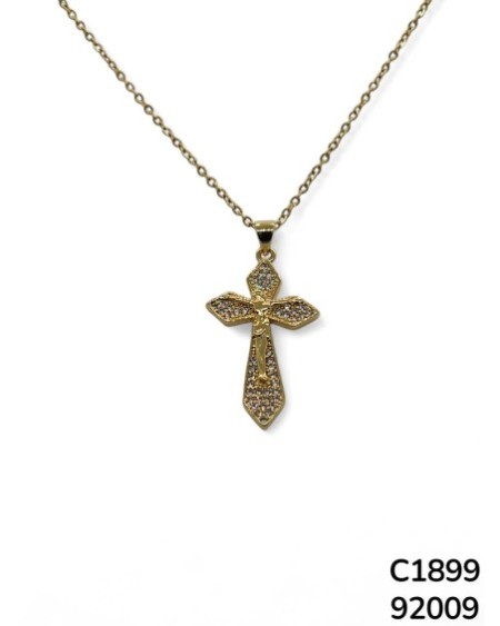C1899 Cadena con colgante de crucifijo dorado