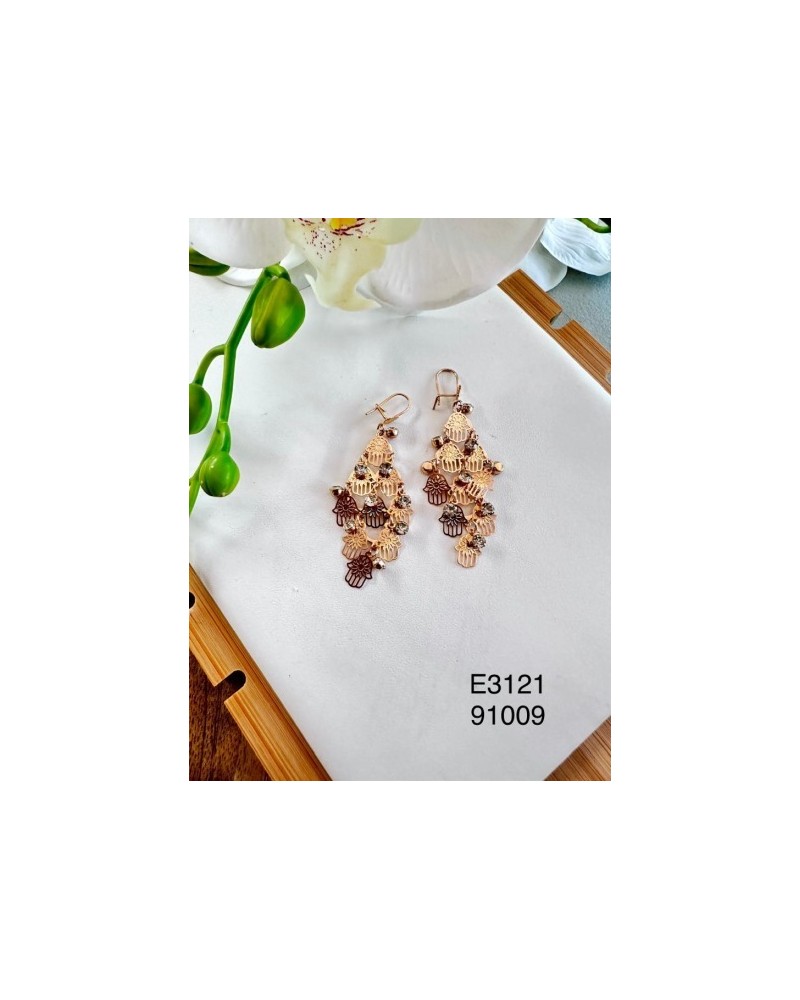 E3121 – Aretes de Manos Colgantes en Dorado – Estilo Bohemio